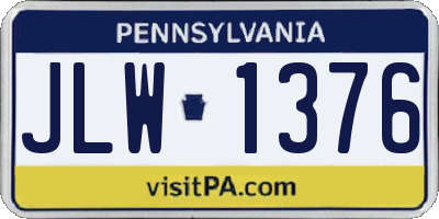 PA license plate JLW1376