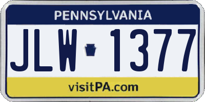 PA license plate JLW1377