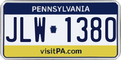 PA license plate JLW1380