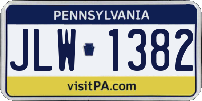PA license plate JLW1382