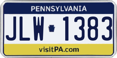 PA license plate JLW1383