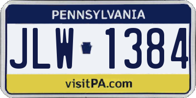 PA license plate JLW1384