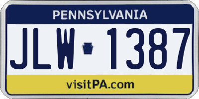PA license plate JLW1387