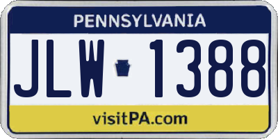 PA license plate JLW1388