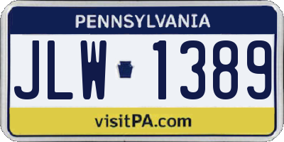 PA license plate JLW1389