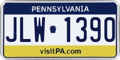 PA license plate JLW1390
