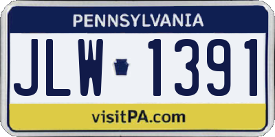 PA license plate JLW1391