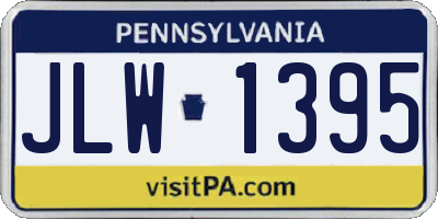 PA license plate JLW1395