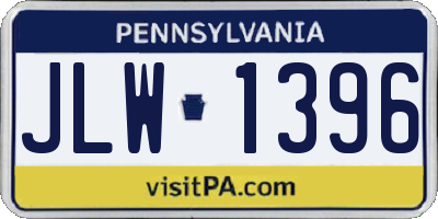 PA license plate JLW1396