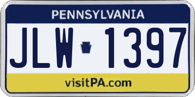 PA license plate JLW1397