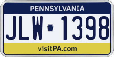 PA license plate JLW1398