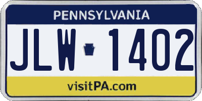 PA license plate JLW1402