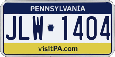 PA license plate JLW1404
