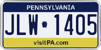 PA license plate JLW1405