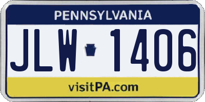 PA license plate JLW1406