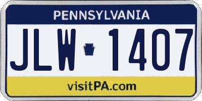PA license plate JLW1407