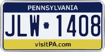 PA license plate JLW1408