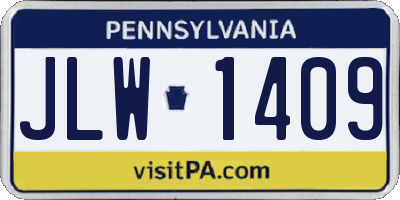 PA license plate JLW1409