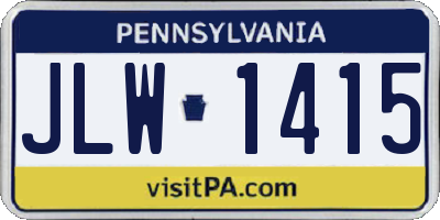PA license plate JLW1415