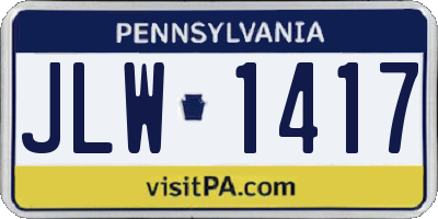 PA license plate JLW1417