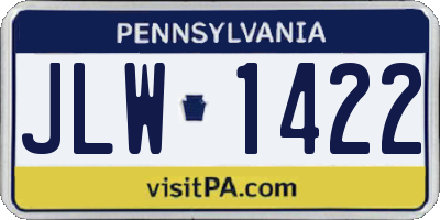 PA license plate JLW1422