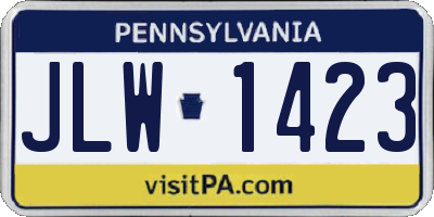 PA license plate JLW1423