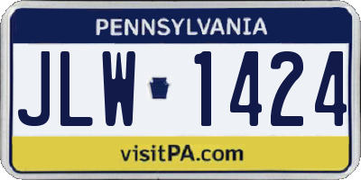 PA license plate JLW1424
