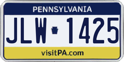PA license plate JLW1425