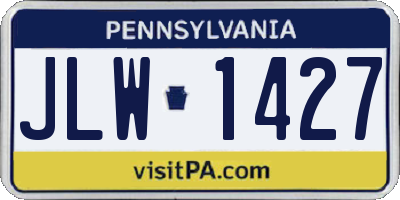 PA license plate JLW1427