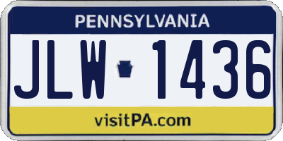 PA license plate JLW1436