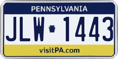PA license plate JLW1443