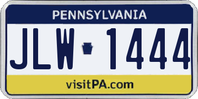 PA license plate JLW1444