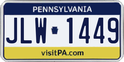 PA license plate JLW1449