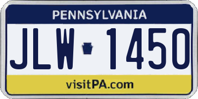 PA license plate JLW1450
