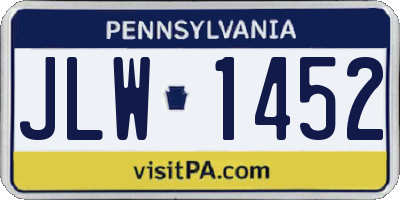 PA license plate JLW1452