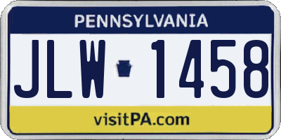 PA license plate JLW1458
