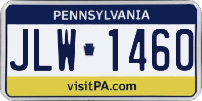 PA license plate JLW1460