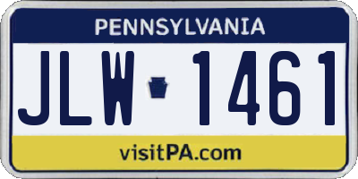 PA license plate JLW1461