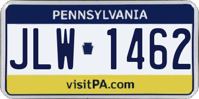 PA license plate JLW1462