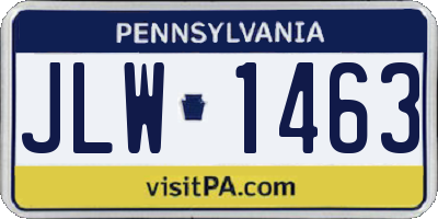 PA license plate JLW1463