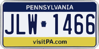PA license plate JLW1466