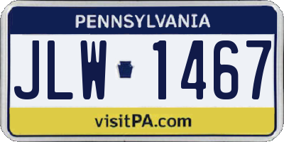 PA license plate JLW1467
