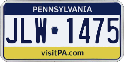 PA license plate JLW1475