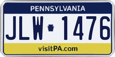 PA license plate JLW1476