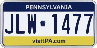 PA license plate JLW1477