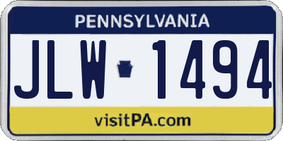 PA license plate JLW1494