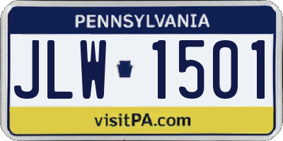 PA license plate JLW1501