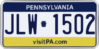 PA license plate JLW1502