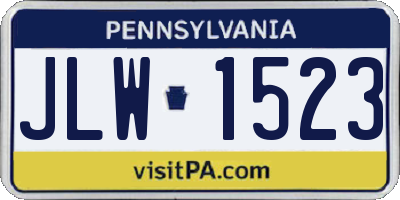 PA license plate JLW1523
