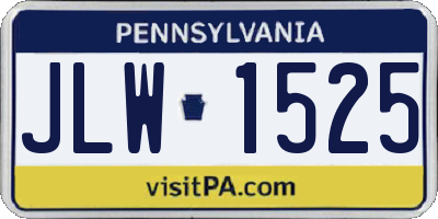 PA license plate JLW1525